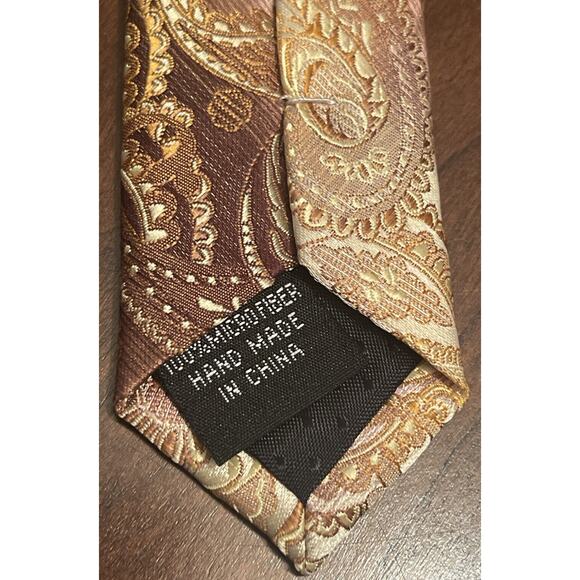 Stacy Adams Signature Gold Brown Hand Made 100% Microfiber Men’s Neck Tie - Picture 7 of 9